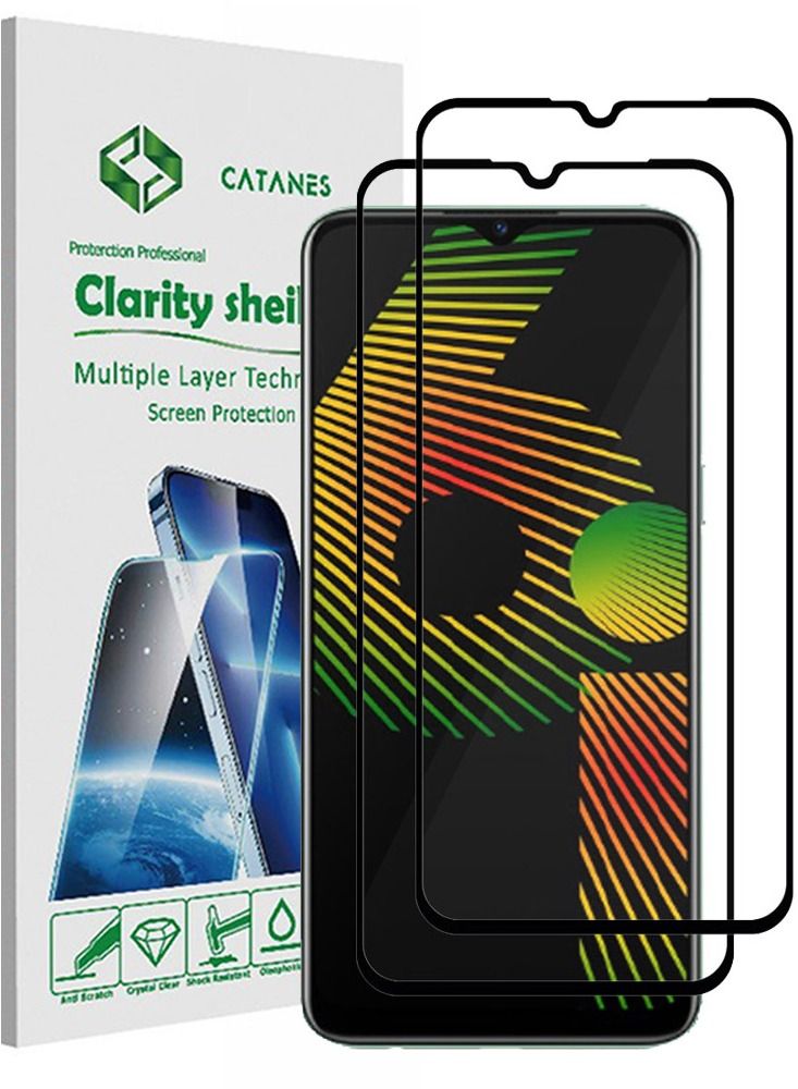 CATANES 2 Pack For Realme 6i Screen Protector Tempered Glass Full Glue Back - Image 1