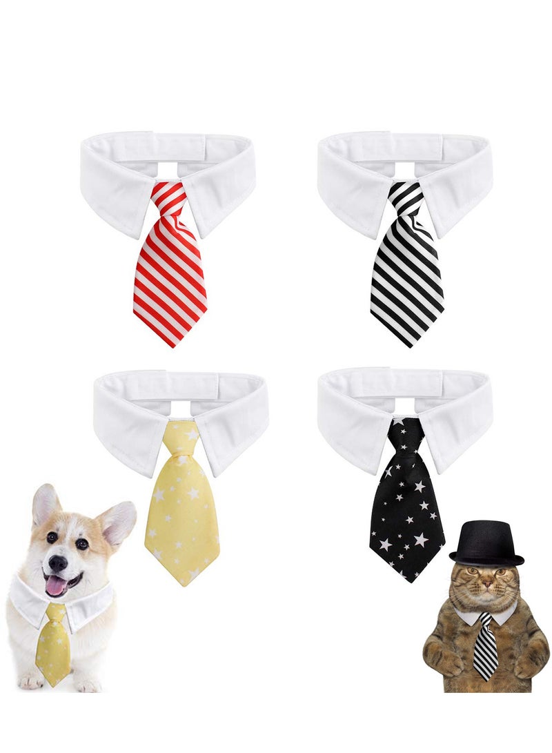 Loquat Adjustable Pet Bow Ties Set - 4pcs Formal Neck Ties for Dogs  Cats, Perfect for Parties  Grooming - Image 1
