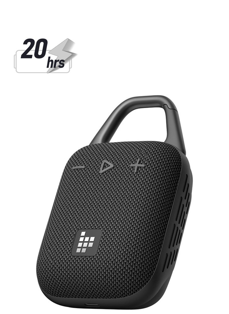 ترونسمارت مكبر صوت محمول خارجي Tronsmart Mirtune H1، وقت تشغيل 20 ساعة، صوت عالٍ وباس قوي، حلقة تسلق مدمجة، مقاومة للماء IPX7، تخصيص EQ، مكبر صوت بلوتوث 5.3 لركوب الدراجات والمشي لمسافات طويلة والتسلق (أسود)  - Image 1