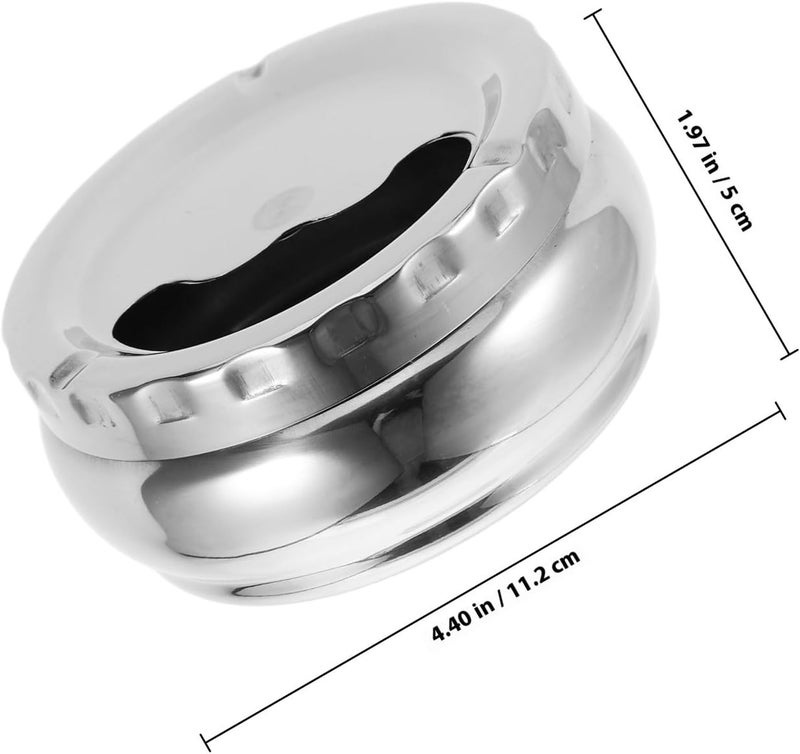 Stainless Steel Ashtray with Lid 12cm Automatic Extinguishing Anti-spill Cigarette Tray for Home and Car Indoor Outdoor Use - Image 2