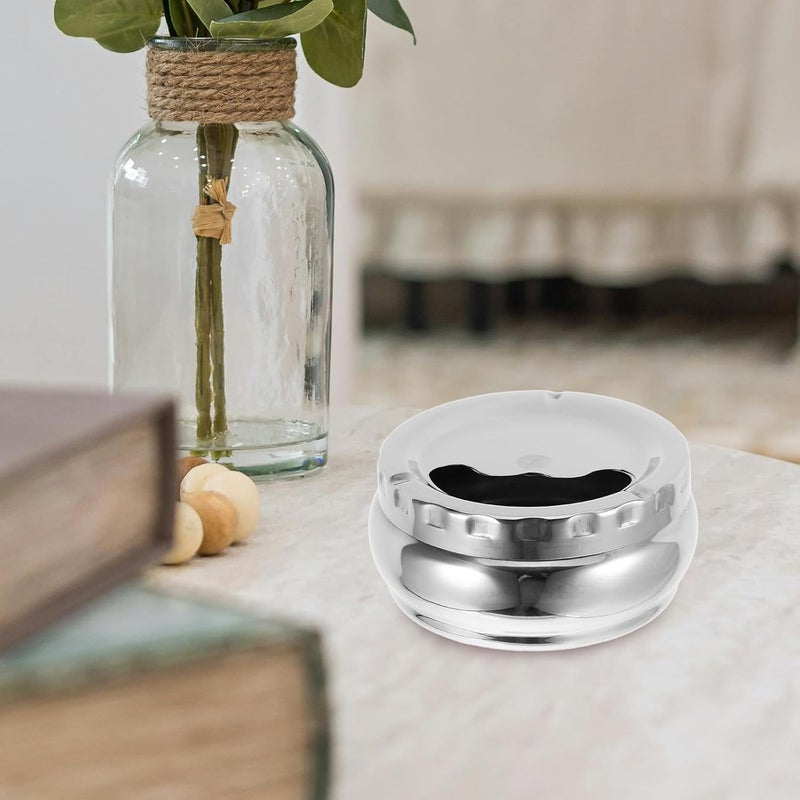 Stainless Steel Ashtray with Lid 12cm Automatic Extinguishing Anti-spill Cigarette Tray for Home and Car Indoor Outdoor Use - Image 5