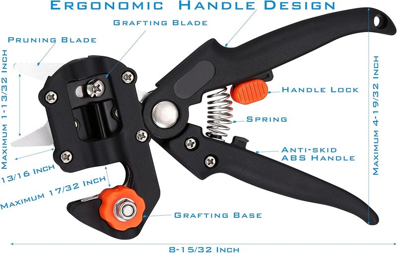 NAYE Garden Grafting Tool,Pruner Kit With Grafting Tapes Tree Tags and Rubber Bands,Plant Branch Twig Vine Fruit Tree Cutting Scissors Shear - Image 3