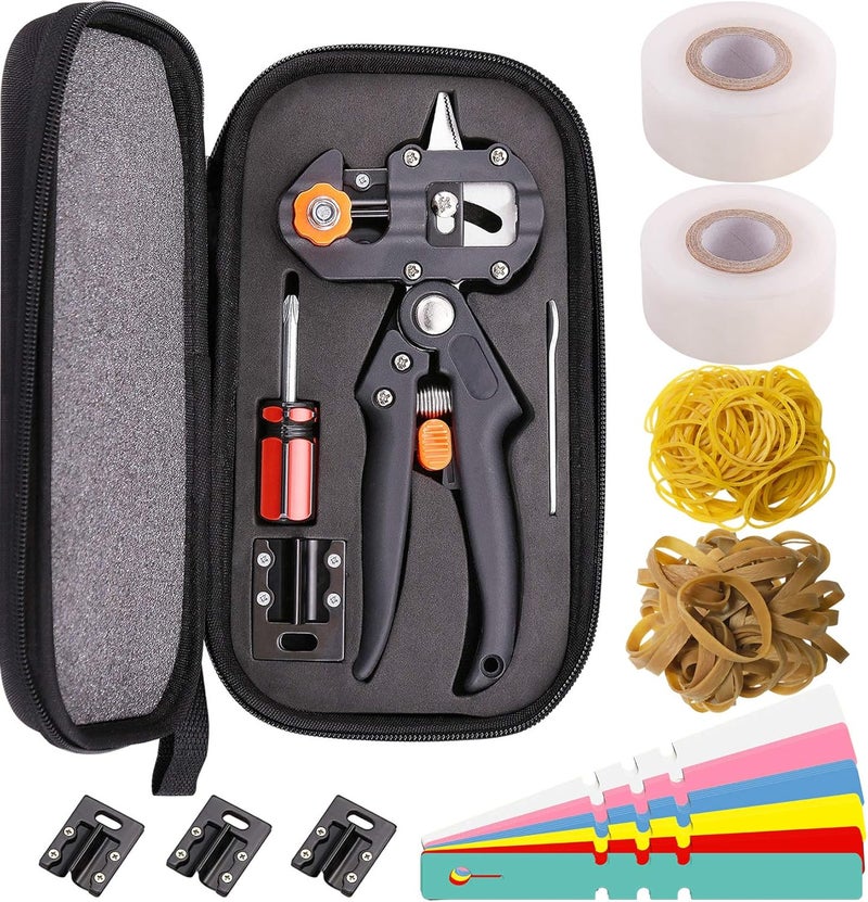 NAYE Garden Grafting Tool,Pruner Kit With Grafting Tapes Tree Tags and Rubber Bands,Plant Branch Twig Vine Fruit Tree Cutting Scissors Shear - Image 1
