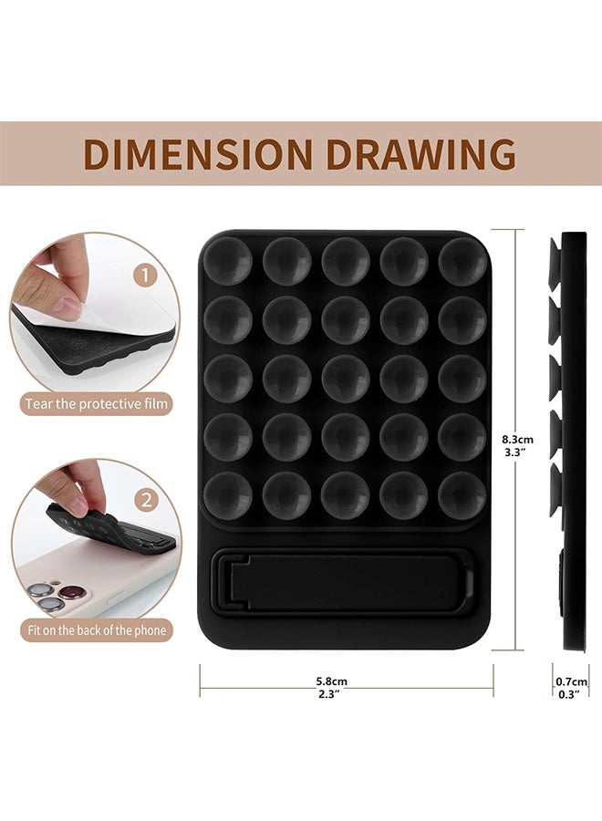 2 in 1 Silicone Sticky Phone Grip Combines a Powerful Suction Cup and a Durable Mount Suitable for Any Phone Model Provides Multiple Mounting Options for Selfies and Tiktok Video Recording Light (Black) - Image 5