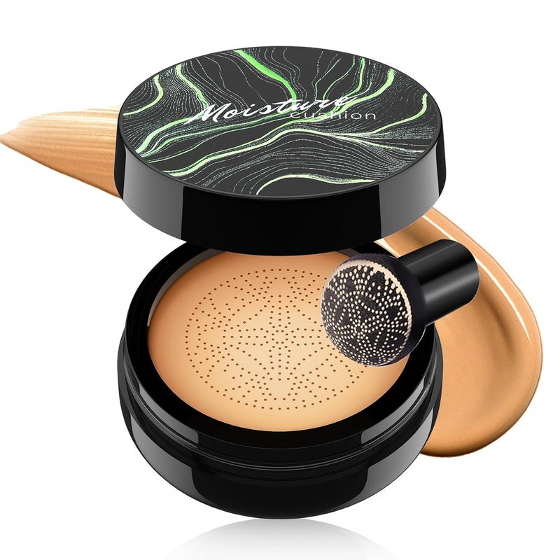 OETUIOW Mushroom Head Air Cushion CC Cream Strong Concealer Moisturizing BB Cream Makeup Base Primer Even Skin Tone for All Skin Types Face Makeup Cushion Foundation Long Lasting Medium 