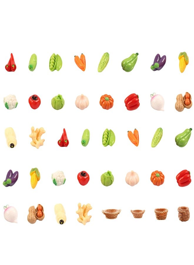xinxingin 40 PCS Miniature Food and Dollhouse Plants Set, Miniature Decorative Items for Miniature Display and Garden Decoration, Miniature Fruits and Vegetables Collection - Image 1