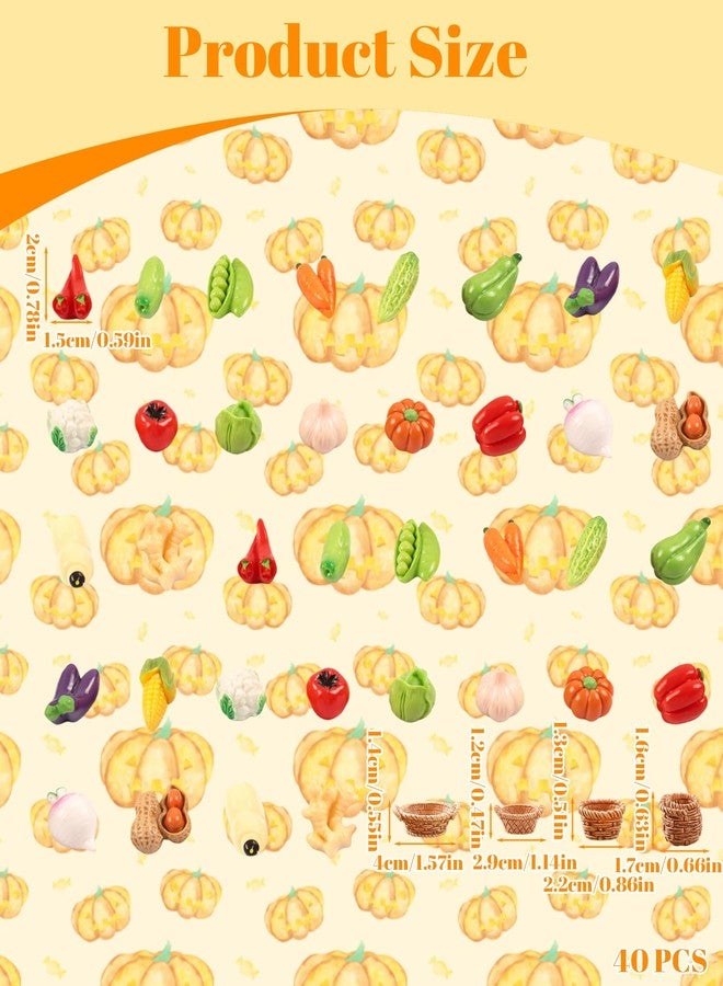 xinxingin 40 PCS Miniature Food and Dollhouse Plants Set, Miniature Decorative Items for Miniature Display and Garden Decoration, Miniature Fruits and Vegetables Collection - Image 2