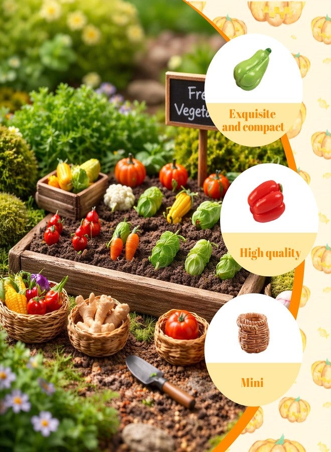 xinxingin 40 PCS Miniature Food and Dollhouse Plants Set, Miniature Decorative Items for Miniature Display and Garden Decoration, Miniature Fruits and Vegetables Collection - Image 3