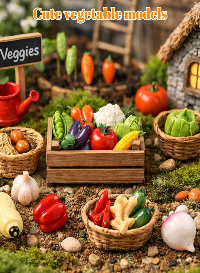 xinxingin 40 PCS Miniature Food and Dollhouse Plants Set, Miniature Decorative Items for Miniature Display and Garden Decoration, Miniature Fruits and Vegetables Collection - Image 4