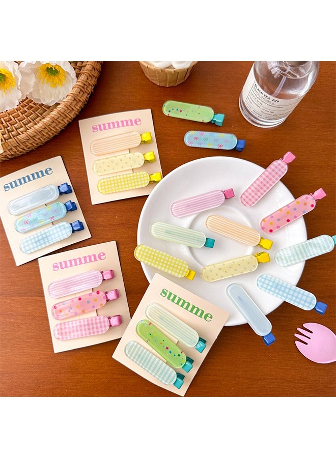 Summer Dopamine style Hair Clips Set 12 Pcs, Multi Purpose Non Slip Hair Clips, Flat Hair Clips Set for Women & Girls (Colorful) - Image 2