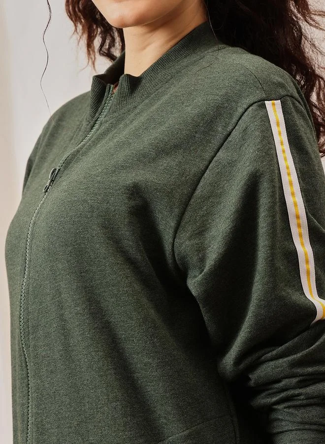 Clovia  Green Cotton Side Stripe Tracksuit Loungewear Set for Women | Best Price UAE