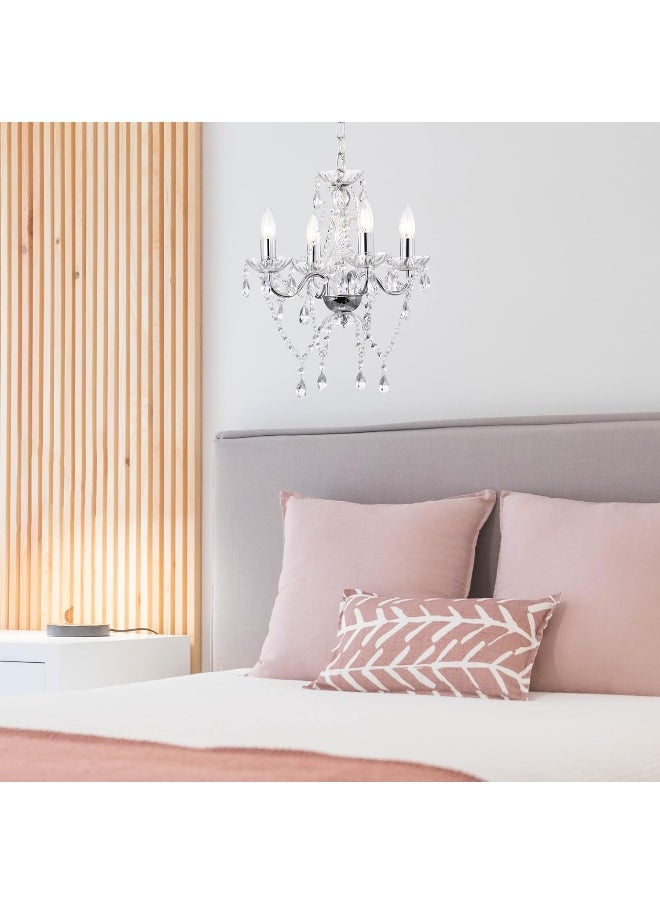 lalula LaLuLa Chrome Mini Crystal Chandelier 4-Light Dimmable Candle Style Chandelier for Dining Room  - Image 4