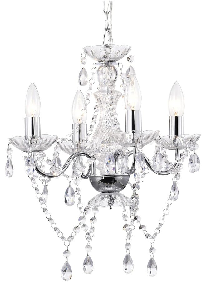 lalula LaLuLa Chrome Mini Crystal Chandelier 4-Light Dimmable Candle Style Chandelier for Dining Room  - Image 1