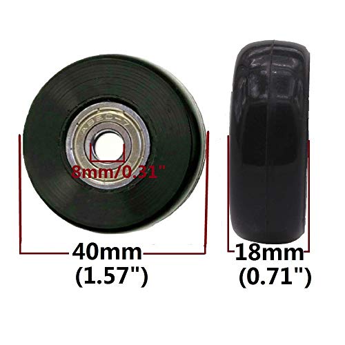 ORO 1 Pair Luggage Wheels Replacement 40 * 18mm Case Wheels with 8mm Bearings for Suitcase and Inline Skate - Image 2