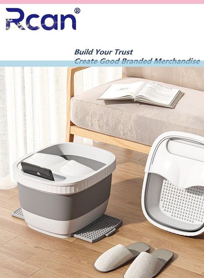 ركان حوض استحمام قابل للطي وحوض استحمام محمول للقدمين مع مسند للقدمين وغطاء حوض تدليك سبا لتدليك باديكير - Image 1