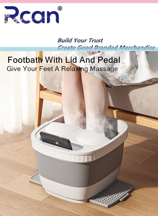 ركان حوض استحمام قابل للطي وحوض استحمام محمول للقدمين مع مسند للقدمين وغطاء حوض تدليك سبا لتدليك باديكير - Image 2