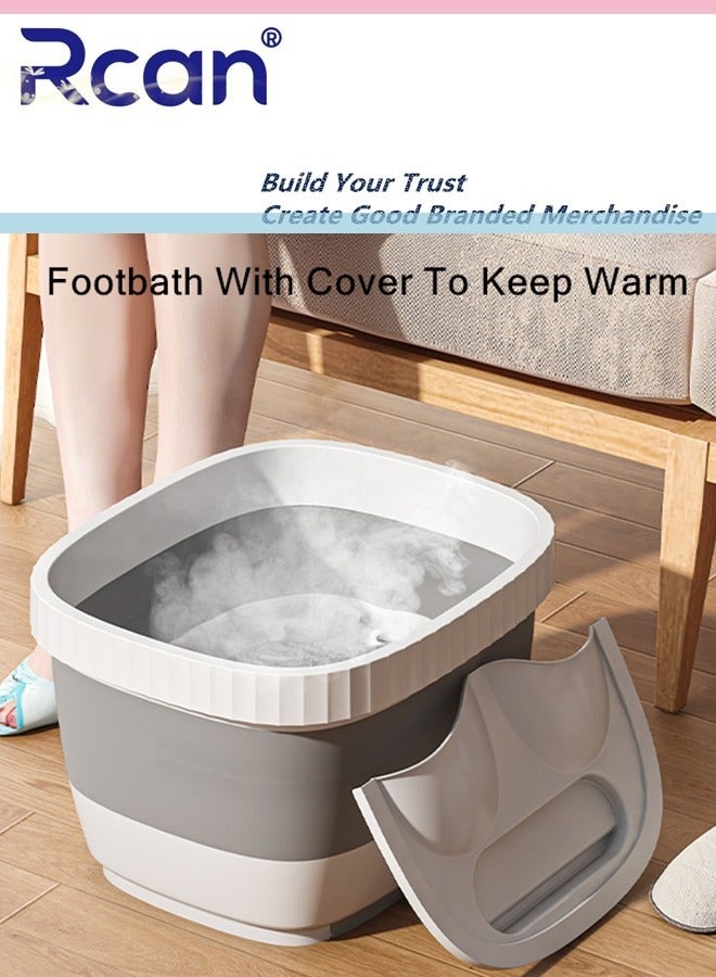 ركان حوض استحمام قابل للطي وحوض استحمام محمول للقدمين مع مسند للقدمين وغطاء حوض تدليك سبا لتدليك باديكير - Image 4