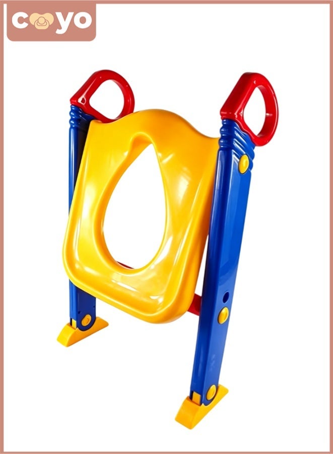 COYO Folding Kids Potty Training Ladder, Toddler Toilet Seat with Step Stool & Safety Handles, Non-Slip Adjustable Potty Chair for Boys Girls - Image 2