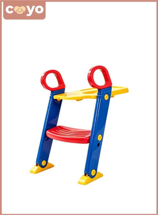 COYO Folding Kids Potty Training Ladder, Toddler Toilet Seat with Step Stool & Safety Handles, Non-Slip Adjustable Potty Chair for Boys Girls - Image 1