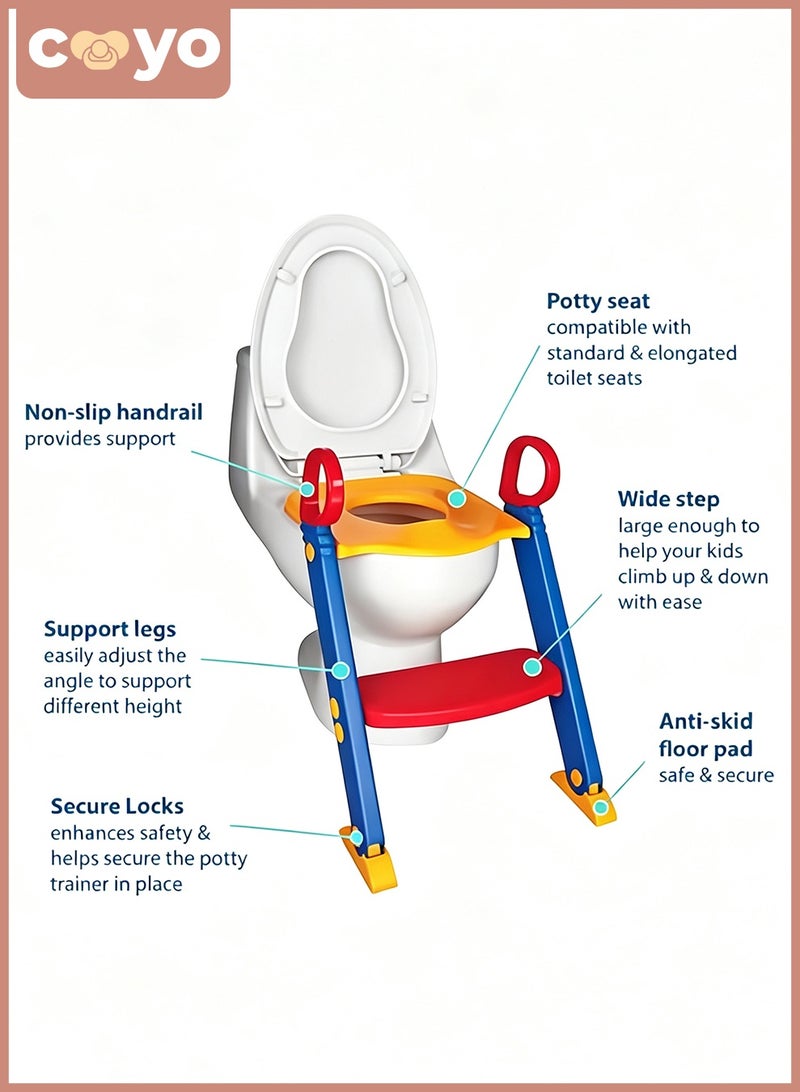 COYO Folding Kids Potty Training Ladder, Toddler Toilet Seat with Step Stool & Safety Handles, Non-Slip Adjustable Potty Chair for Boys Girls - Image 5