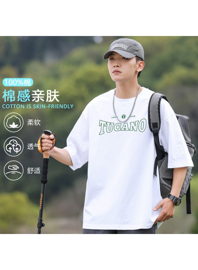 Tucano men's Short Sleeve T-shirt - Summer Casual Minimalist Letter Print Versatile Men's Half-sleeve Tee - Image 2