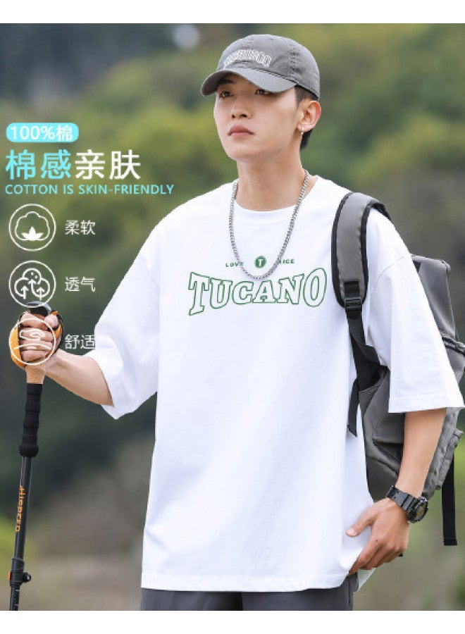 Tucano men's Short Sleeve T-shirt - Summer Casual Minimalist Letter Print Versatile Men's Half-sleeve Tee - Image 1