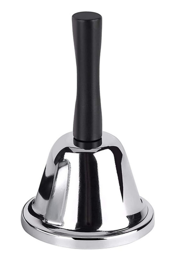 Generic 1PC Silver Steel Hand Bell Light and Portable for Reception Dinner Party Shop Hotel School Restaurant Call Service Sound with Wooden Handle Clear Loud Ring Household Teachers Gift  - Image 1
