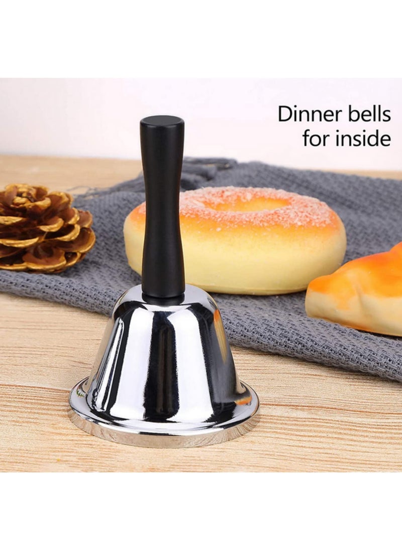 Generic 1PC Silver Steel Hand Bell Light and Portable for Reception Dinner Party Shop Hotel School Restaurant Call Service Sound with Wooden Handle Clear Loud Ring Household Teachers Gift  - Image 2