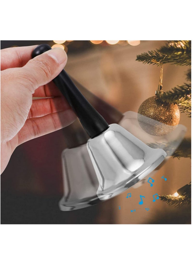 Generic 1PC Silver Steel Hand Bell Light and Portable for Reception Dinner Party Shop Hotel School Restaurant Call Service Sound with Wooden Handle Clear Loud Ring Household Teachers Gift  - Image 4