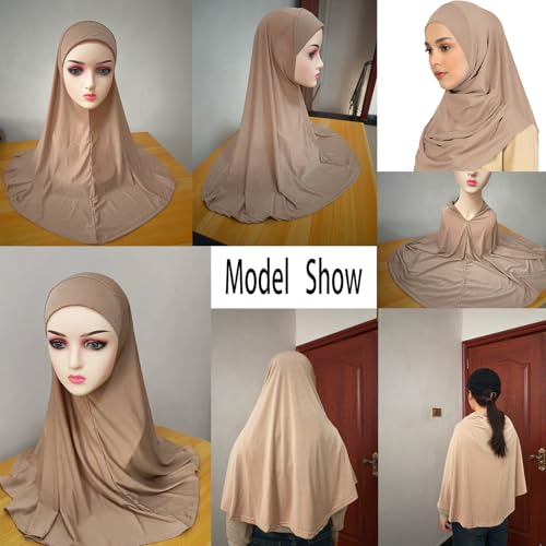 HURESON Ready To Wear Hijab For Women Instant Turban Stretch Soft Muslim Scarf For Prayer Long Hijabs Islamic Jersey Abaya (Black) - Image 5
