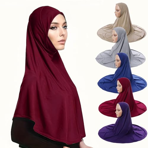 HURESON Ready To Wear Hijab For Women Instant Turban Stretch Soft Muslim Scarf For Prayer Long Hijabs Islamic Jersey Abaya (Black) - Image 4