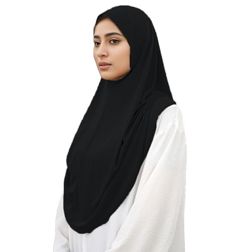 HURESON Ready To Wear Hijab For Women Instant Turban Stretch Soft Muslim Scarf For Prayer Long Hijabs Islamic Jersey Abaya (Black) - Image 1