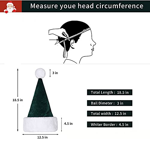 Eoocan Santa Hat, Santa Hats for Adults, Unisex Velvet Comfort Green Christmas Hat Hats Extra Thicken Classic Plush for Christmas New Year Festive Holiday Party Supplies - Image 2