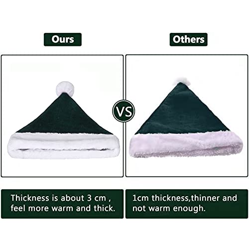 Eoocan Santa Hat, Santa Hats for Adults, Unisex Velvet Comfort Green Christmas Hat Hats Extra Thicken Classic Plush for Christmas New Year Festive Holiday Party Supplies - Image 5