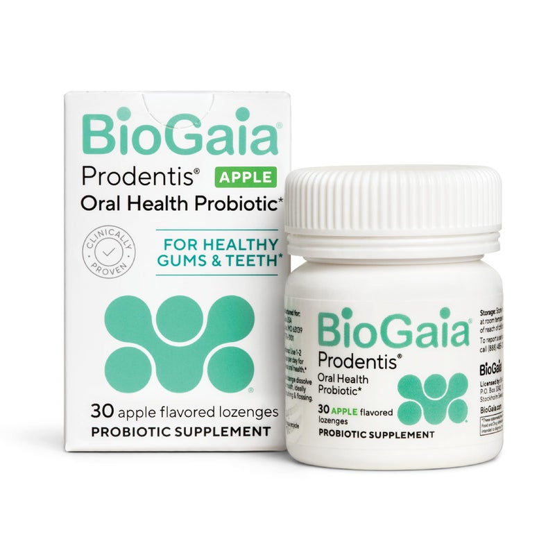 BioGaia Prodentis | Oral Probiotics | Promotes Healthy Gums & Teeth | Defends Against Bad Breath & Dental Problems | Improves Oral Health | Apple Flavored | 30 Dental Probiotic Lozenges - Image 1