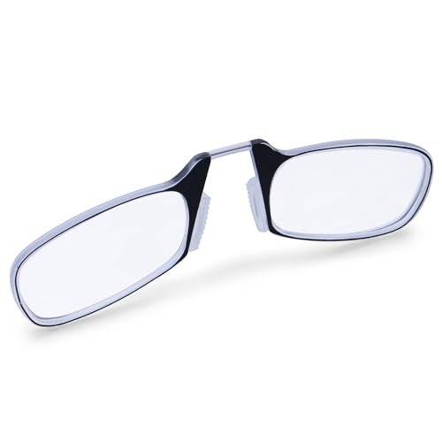 AEC Nose Resting Reading Glasses +1.25 Power Full Rim Stylish Dual-Tone Plastic Frame Eyeglasses with Phone Attachable Case for Men and Women (Black) - Image 1
