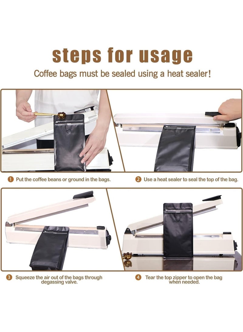 ChicAbode كيس القهوة مع سستة ( 16 أوقية ، 1 رطل ، 25 قطعة ) - أسود احباط الالومنيوم عالية الحاجز مسطحة القاع الحرارة الختم التعبئة والتغليف ، تنطبق على حبوب البن - الجانب سحب الختم يمكن أن تتكرر ، مناسبة للاستخدام المنزلي أو التجاري - Image 5