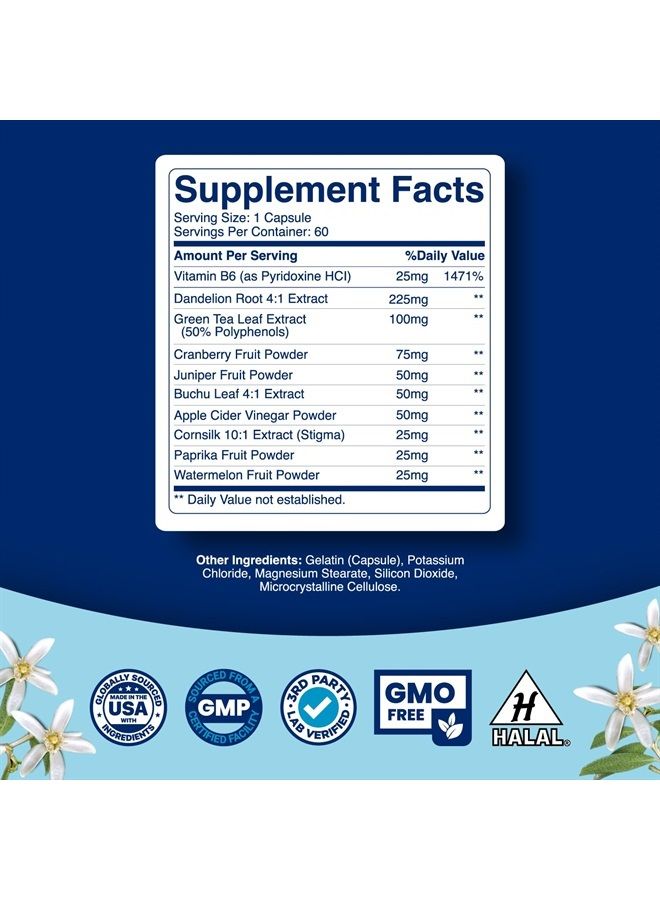 Tevare Herbal Diuretic Pills for Water Retention - Fast Acting Water Away Pills with Dandelion Green Tea and Other Natural Diuretics for Water Retention and Bloating Relief for Women and Men (60 Servings)  - Image 3
