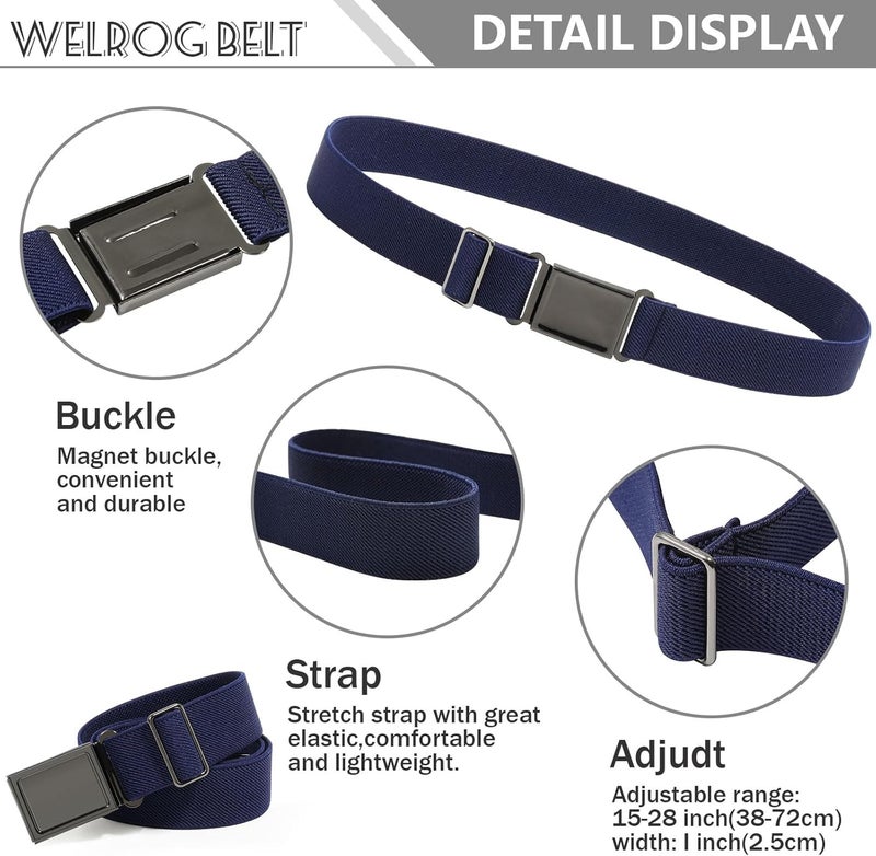 WELROG Kids Adjustable Magnetic Belt for Boys - Girls Elastic Stretch Buckle Belts Toddler - Image 4