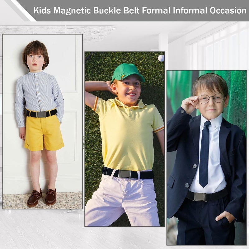 WELROG Kids Adjustable Magnetic Belt for Boys - Girls Elastic Stretch Buckle Belts Toddler - Image 2