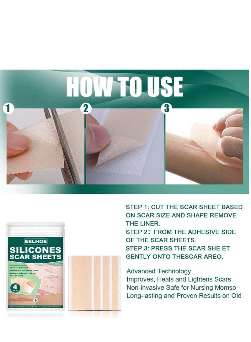 إيلهو ملصق ندبة من السيليكون ملصق ندبة حرق ملصق إصلاح الجرح الجلدي 4 * 7.5 سم - Image 3