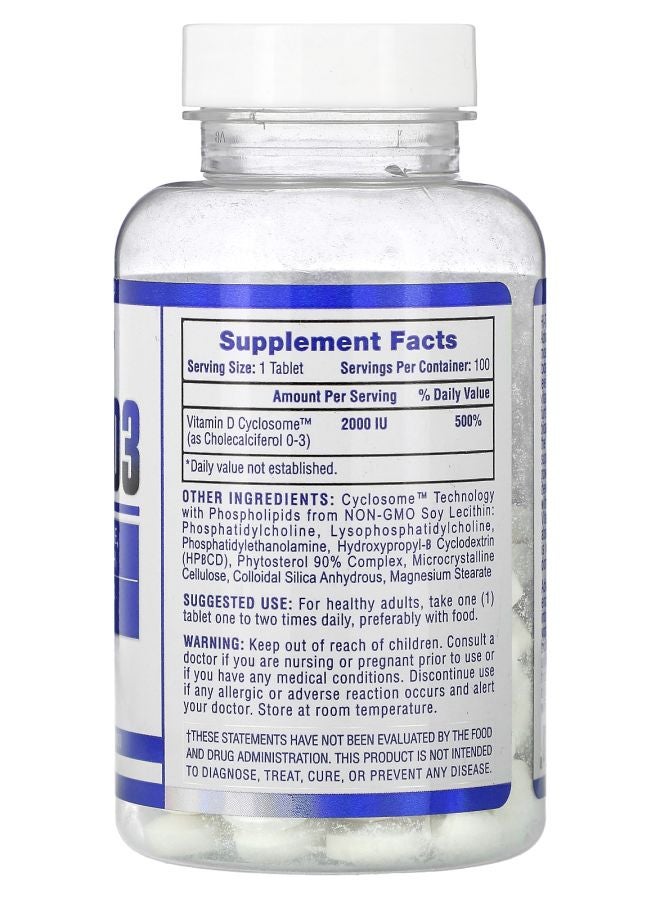 hi tech pharmaceuticals Vitamin D3 2000 IU 100 Tablets - Image 2