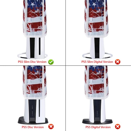 playvital Vertical Dust Cover for ps5 Slim Disc EditionThe New Smaller Design Nylon Dust Proof Protector Waterproof Cover Sleeve for ps5 Slim Console Impression US Flag - Image 3