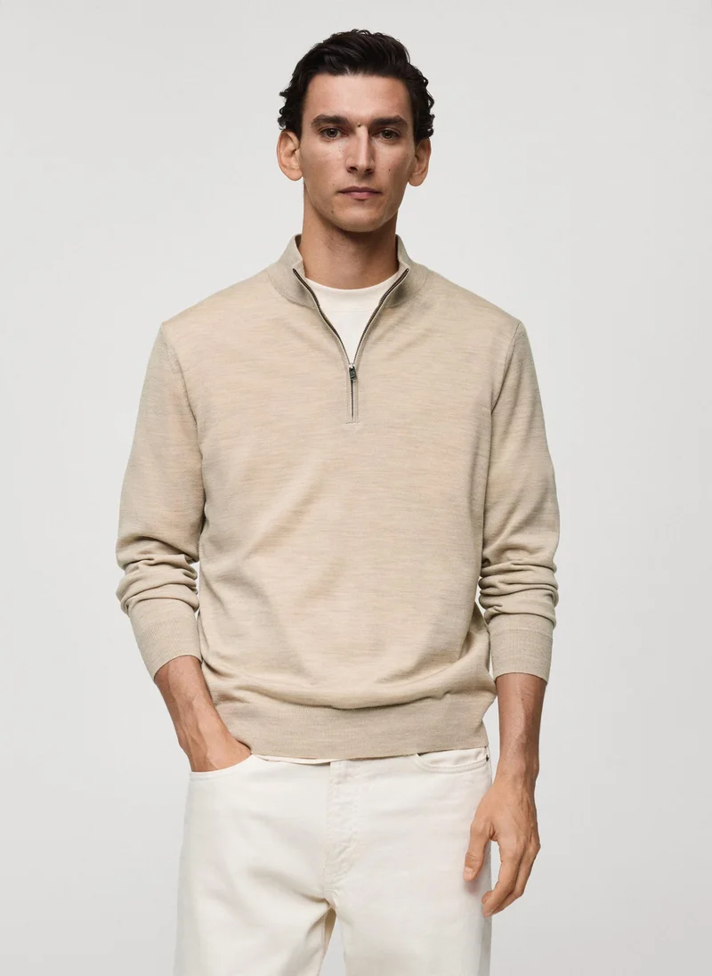 مانجو مان Wool Perkins-Neck Sweater With Zip