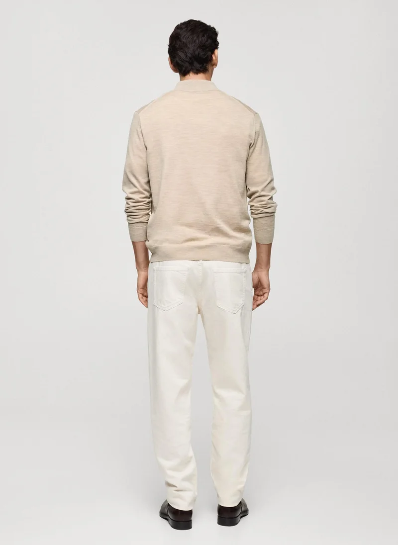 مانجو مان Wool Perkins-Neck Sweater With Zip