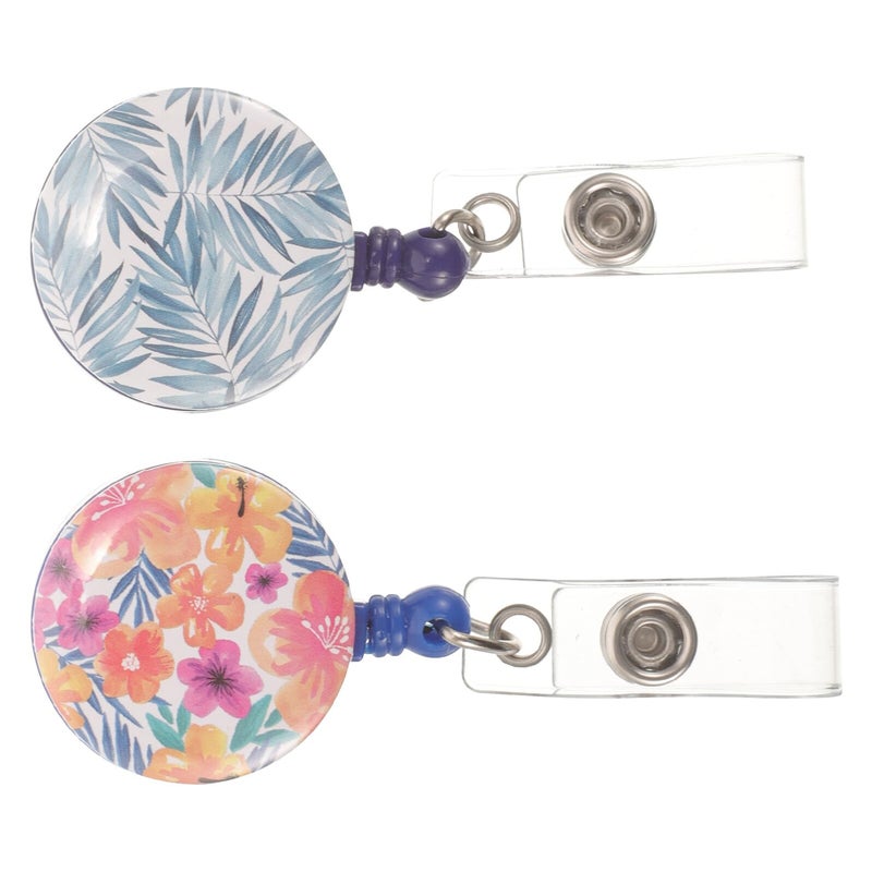 Retractable ID Badge Reels With Buckle Portable Card Holders Tropical Palm Tree Design - Image 2