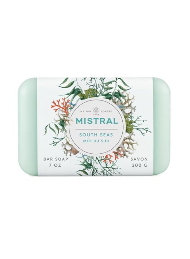 Mistral Classic French Bar Soap South Seas 7 oz TripleMilled Luxury Natural Soap with Organic Shea Butter Olive Oil LongLasting Moisturizing Body Soaps for Women Men Pack of 2 - Image 1