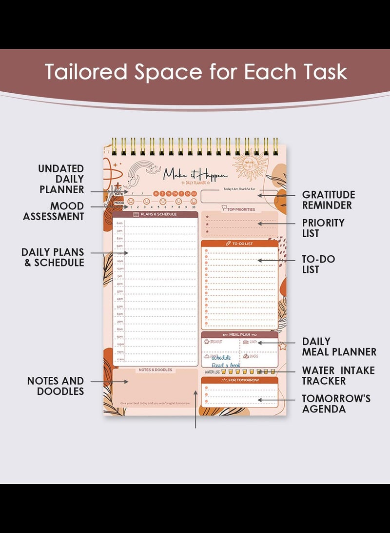 Daily Planner Pad Detailed - 52 Sheets Daily To Do List Notepad, 14.3x21.2cm - Image 3
