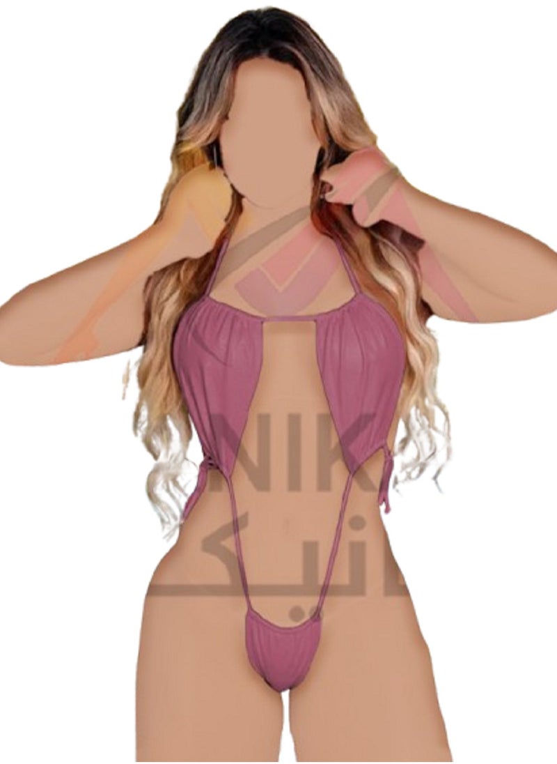 MANIKAN Women's Lingerie One-Piece Bikini-Style with Ribbons  - Image 1