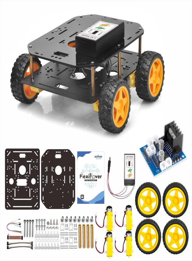 OSOYOO FlexiRover Building Kit for Arduino - Customizable Robot Car Chassis with 4 TT Motors and Wheels, Ideal for Robotics Development (Not Included Main Board for Arduino) - Image 1